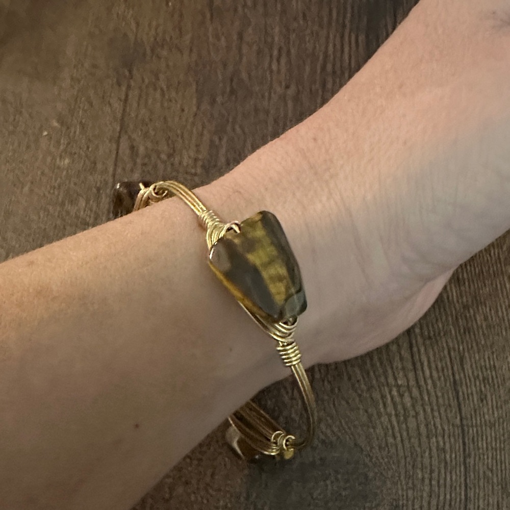 Bourbon and Bowties Gold Wire Wrapped Bracelet with Stone